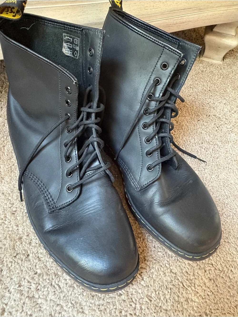 Dr. Martens Combs Leather Casual Boots Men’s Size 14 Black Grunge Gorp